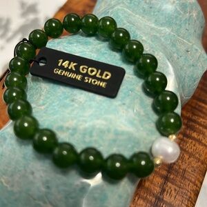 14K gold and genuine stone bracelet